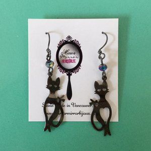 Gray Cat Earrings